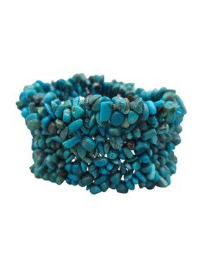 Turquoise Stone Chip Stretch Bracelet Boho Jewelry NEEDS REPAIR 76 Grams
